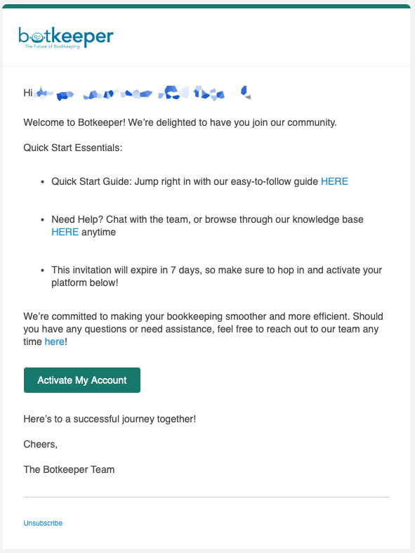 Activate account email