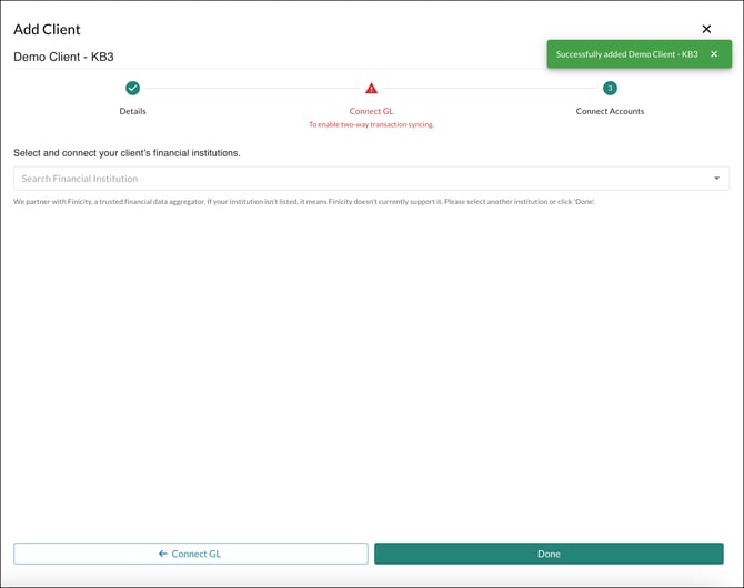 QBOXera skip GL connect