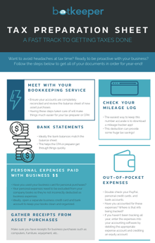 Tax Preparation Cheat Sheet