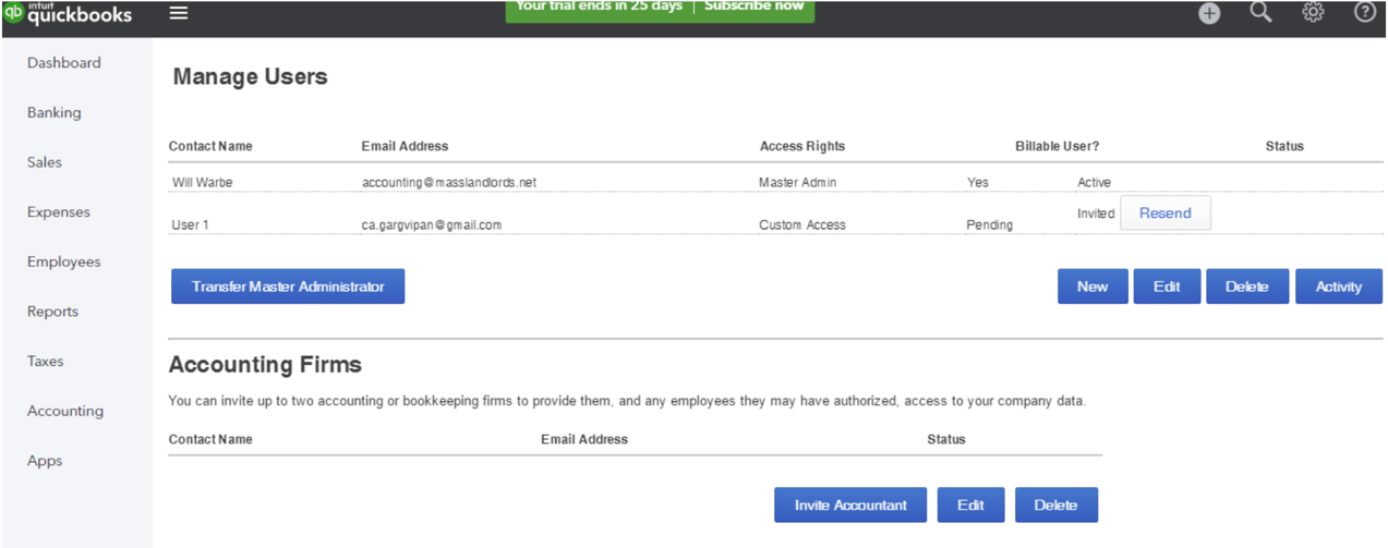 QuickBooks Online Tutorial Add A New User and Invite Your Accountant