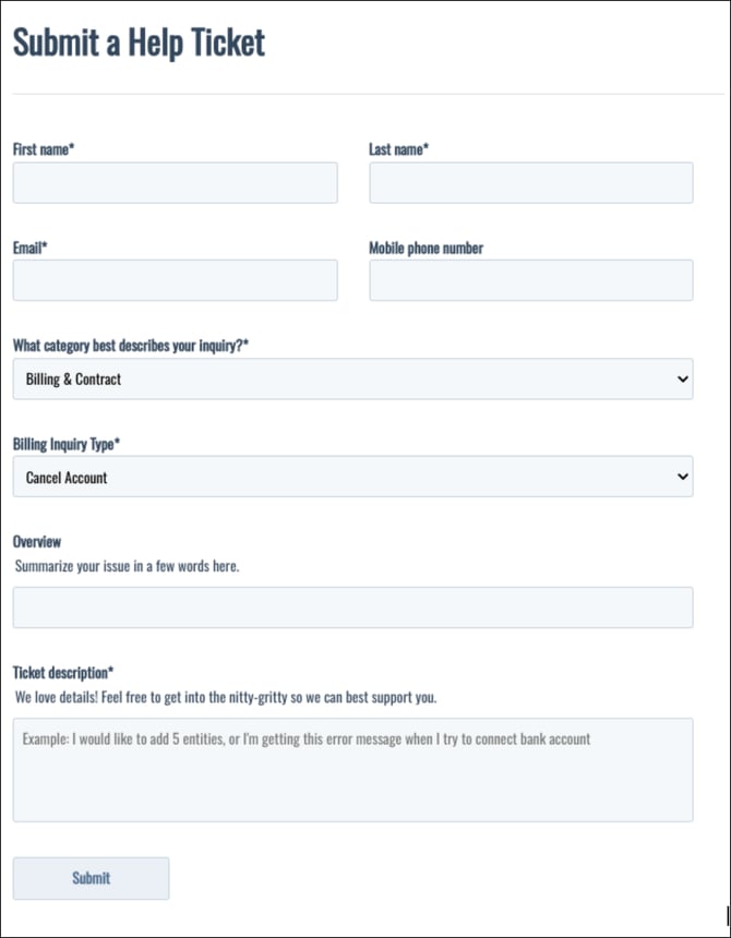 Submit a Help Ticket