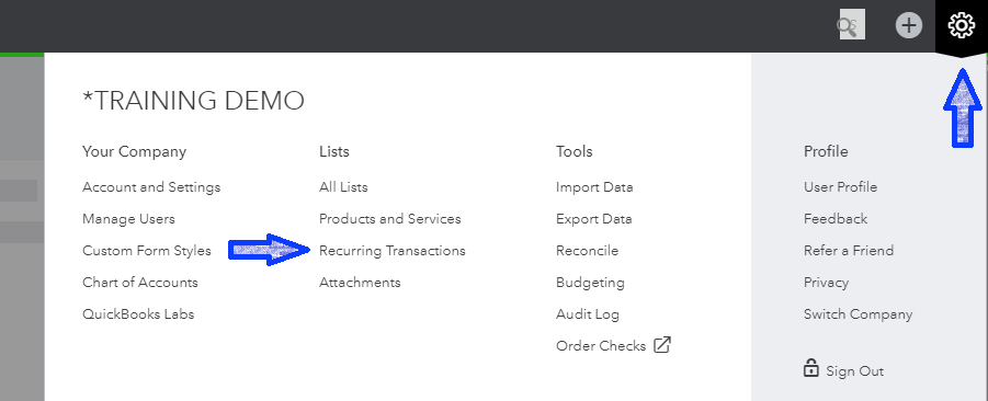 Setting up recurring transactions 1