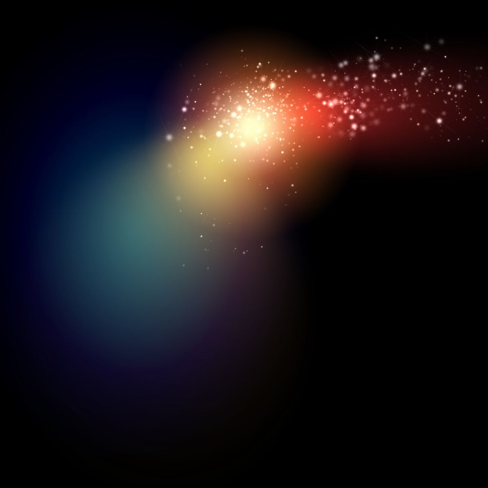 Black background with colour blurred light spot. Illustration
