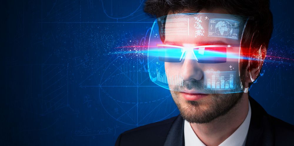 Man with future high tech smart glasses concept  | Botkeeper