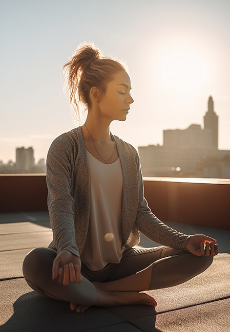 woman-meditating-rooftop-with-city-background