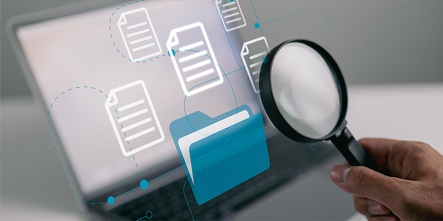 electronic-online-doc-man-with-magnifying-glass-data-analytics