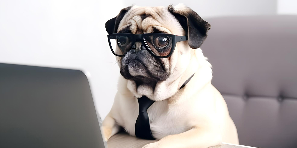 frustrated-pug-working-office