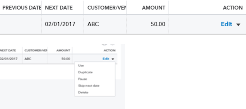 quickbooks online tutorial, recurring transactions, recurring transactions templates 17