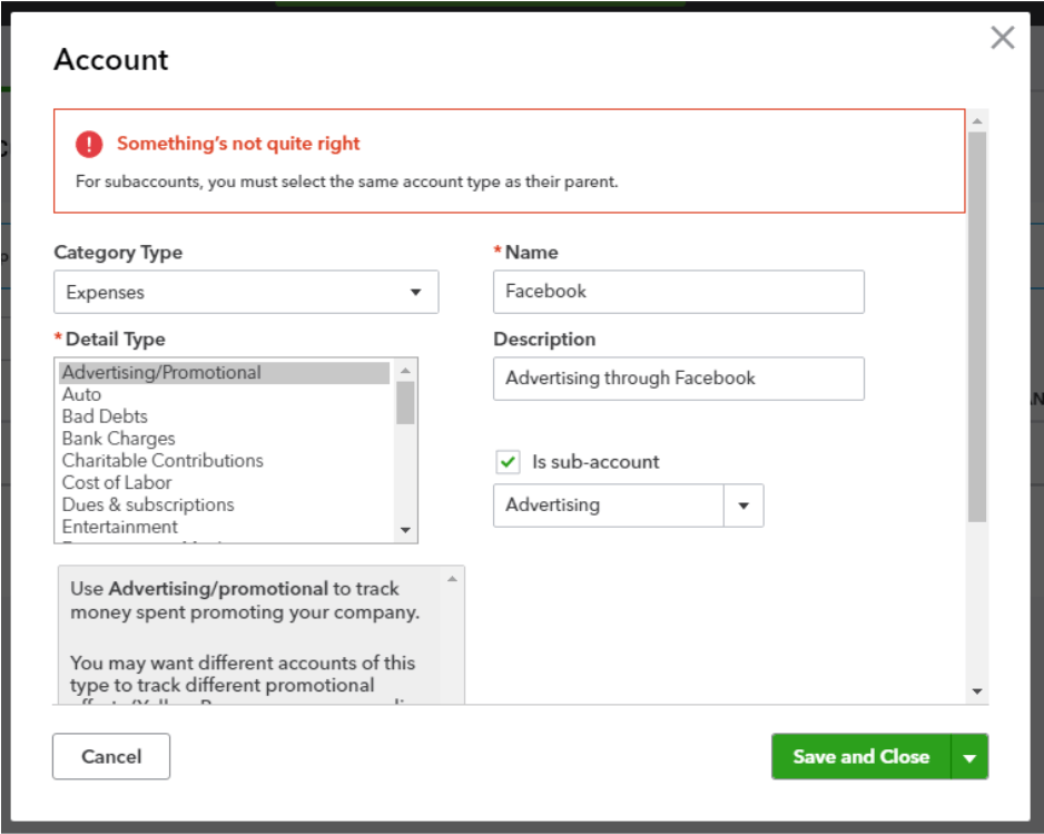 Chart Of Accounts With Sub Accounts