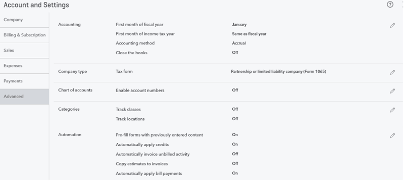 quickbooks online tutorial, chart of accounts