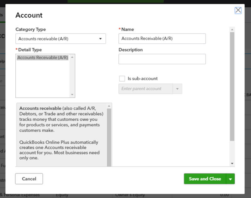 quickbooks online tutorial, chart of accounts