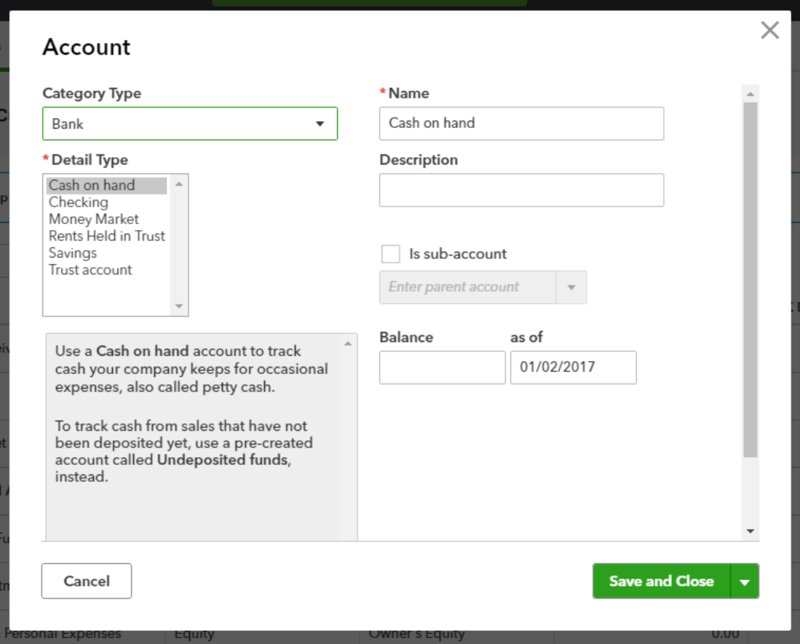 quickbooks online tutorial, chart of accounts