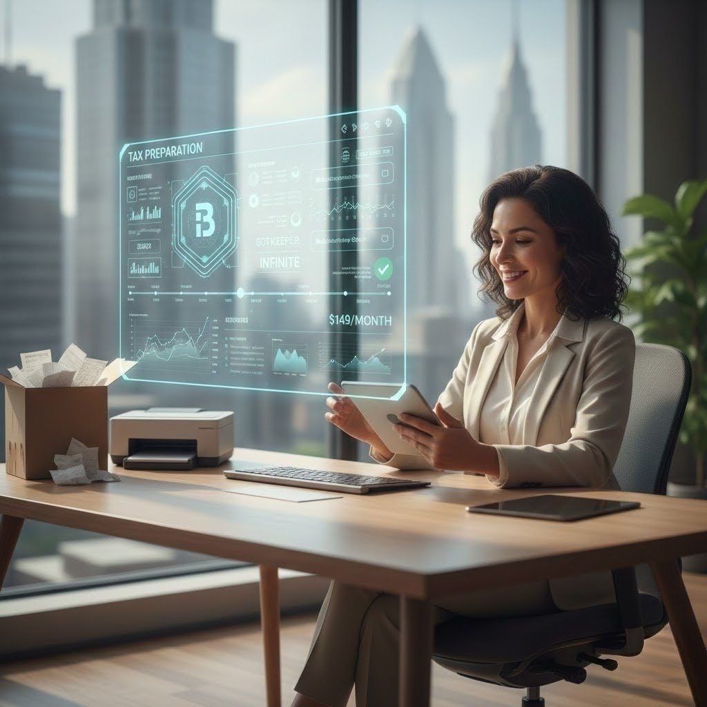 A digital dashboard showing automated tax preparation and financial data organization.